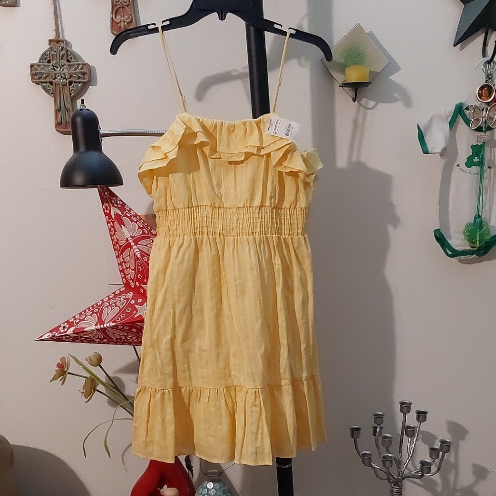 Bright Yellow Sundress With Ruffles